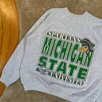 Vintage MSU Gruff Sparty Raglan Crewneck Sweatshirt Large (1990s)