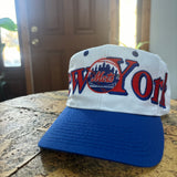 Vintage New York Mets “Block Letter” Logo 7 Snapback Hat (1990s)
