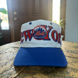Vintage New York Mets “Block Letter” Logo 7 Snapback Hat (1990s)