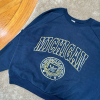 Vintage UofM Crest Distressed Crewneck XXL (1980s)