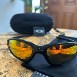 Vintage Oakley Straight Jacket Black/Orange Flames Sunglasses (1999)