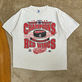 Vintage Detroit Red Wings Champions Starter T-Shirt Large  (1995)