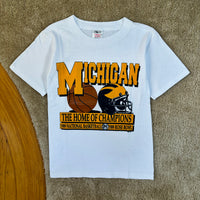 Vintage UofM Basketball & Football Champions T-Shirt Small (1989)