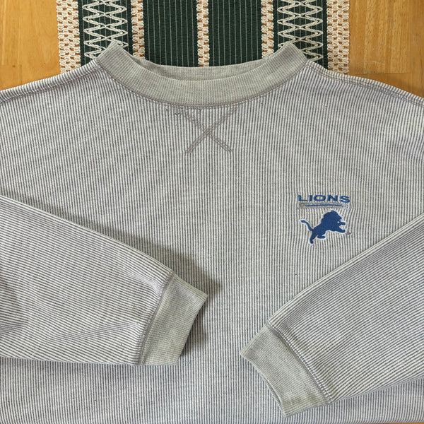 Vintage Detroit Lions Striped Crewneck Sweatshirt Large (1990s)