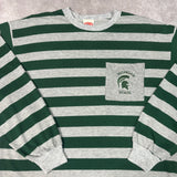 1990s MSU Striped Longsleeve Shirt XL