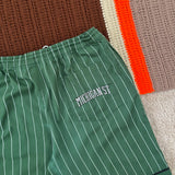 Vintage MSU Gruff Starter Green Sparty Pinstripe Shorts Large (1990s)