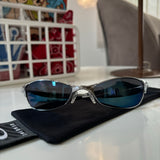 Y2K Oakley Wiretap Silver/Ice Sunglasses (2002)