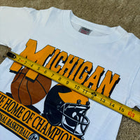 Vintage UofM Basketball & Football Champions T-Shirt Small (1989)