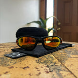 Vintage Oakley Straight Jacket Black/Orange Flames Sunglasses (1999)