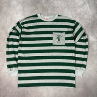 1990s MSU Striped Longsleeve Shirt XL