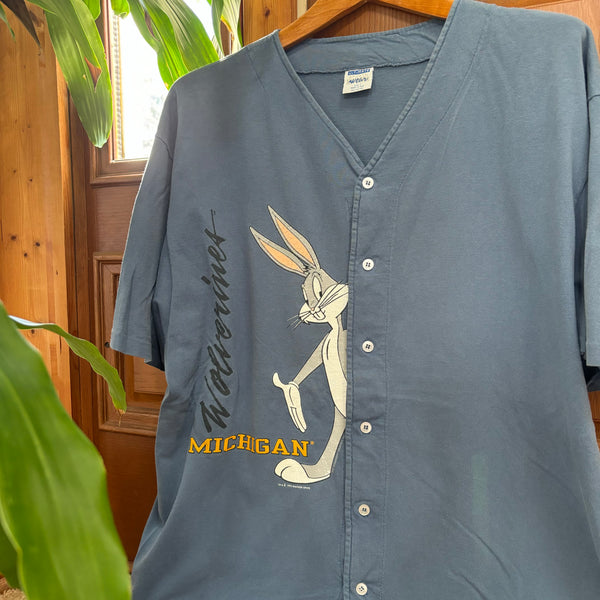 Vintage UofM Bugs Bunny Baseball Jersey Large (1991)