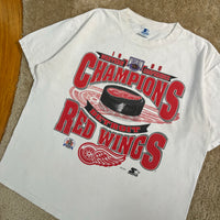 Vintage Detroit Red Wings Champions Starter T-Shirt Large  (1995)