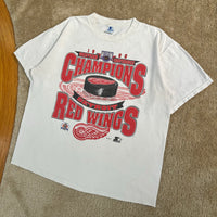 Vintage Detroit Red Wings Champions Starter T-Shirt Large  (1995)