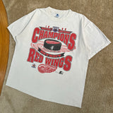 Vintage Detroit Red Wings Champions Starter T-Shirt Large  (1995)