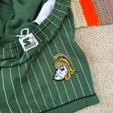 Vintage MSU Gruff Starter Green Sparty Pinstripe Shorts Large (1990s)