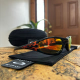 Vintage Oakley Straight Jacket Black/Orange Flames Sunglasses (1999)