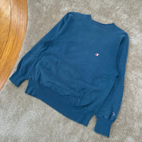 Vintage Teal Champion Reverse Weave Sweatshirt Large (1990s)