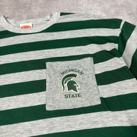 1990s MSU Striped Longsleeve Shirt XL