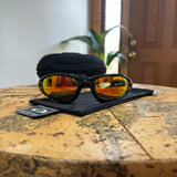 Vintage Oakley Straight Jacket Black/Orange Flames Sunglasses (1999)